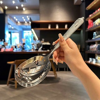Thìa muỗng inox bản to [427], muỗng nông lòng dùng chia thức ăn, múc soup inox 316 cứng và sáng bóng dài 25cm