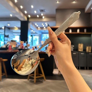 Thìa muỗng inox bản to [427], muỗng nông lòng dùng chia thức ăn, múc soup inox 316 cứng và sáng bóng dài 25cm