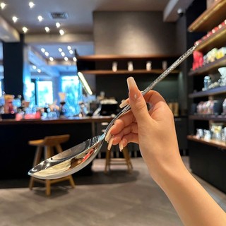 Thìa muỗng inox bản to [427], muỗng nông lòng dùng chia thức ăn, múc soup inox 316 cứng và sáng bóng dài 25cm
