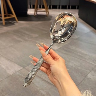 Thìa muỗng inox bản to [427], muỗng nông lòng dùng chia thức ăn, múc soup inox 316 cứng và sáng bóng dài 25cm