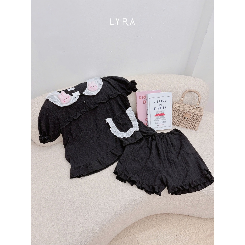 Ảnh LYRA - Bộ đồ ngủ nữ hình thỏ nổi cổ bèo phối túi viền ren, set đũi pijama thoải mái thoáng mát - LWNSE013 3