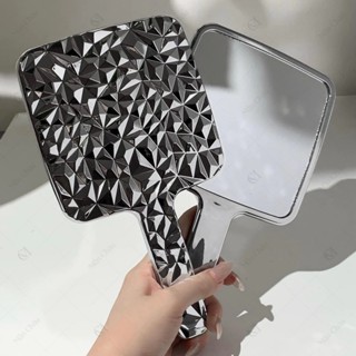 Gương bạc vuông cầm tay họa tiết Chorme sang chảnh 13x23cm