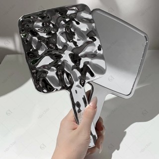 Gương bạc vuông cầm tay họa tiết Chorme sang chảnh 13x23cm