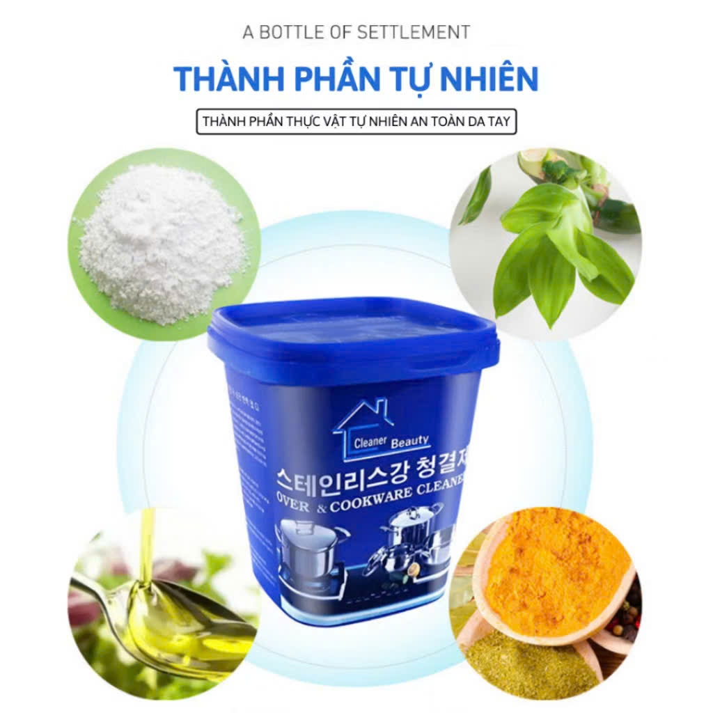 Kem Tẩy Xoong Nồi An Toàn Hàn Quốc-Lọ Bột Tẩy Rửa Đồ Nhà Bếp Không Độc Hại - BỘT TẨY TIỆN LỢI TẨY SẠCH DẦU MỠ LÂU NGÀY