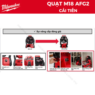 Quạt Dùng Pin 18V Milwaukee M18 AFG2 | Gió Mạnh 1444 m³/h | Điều Chỉnh 300° | Dùng Pin 18V