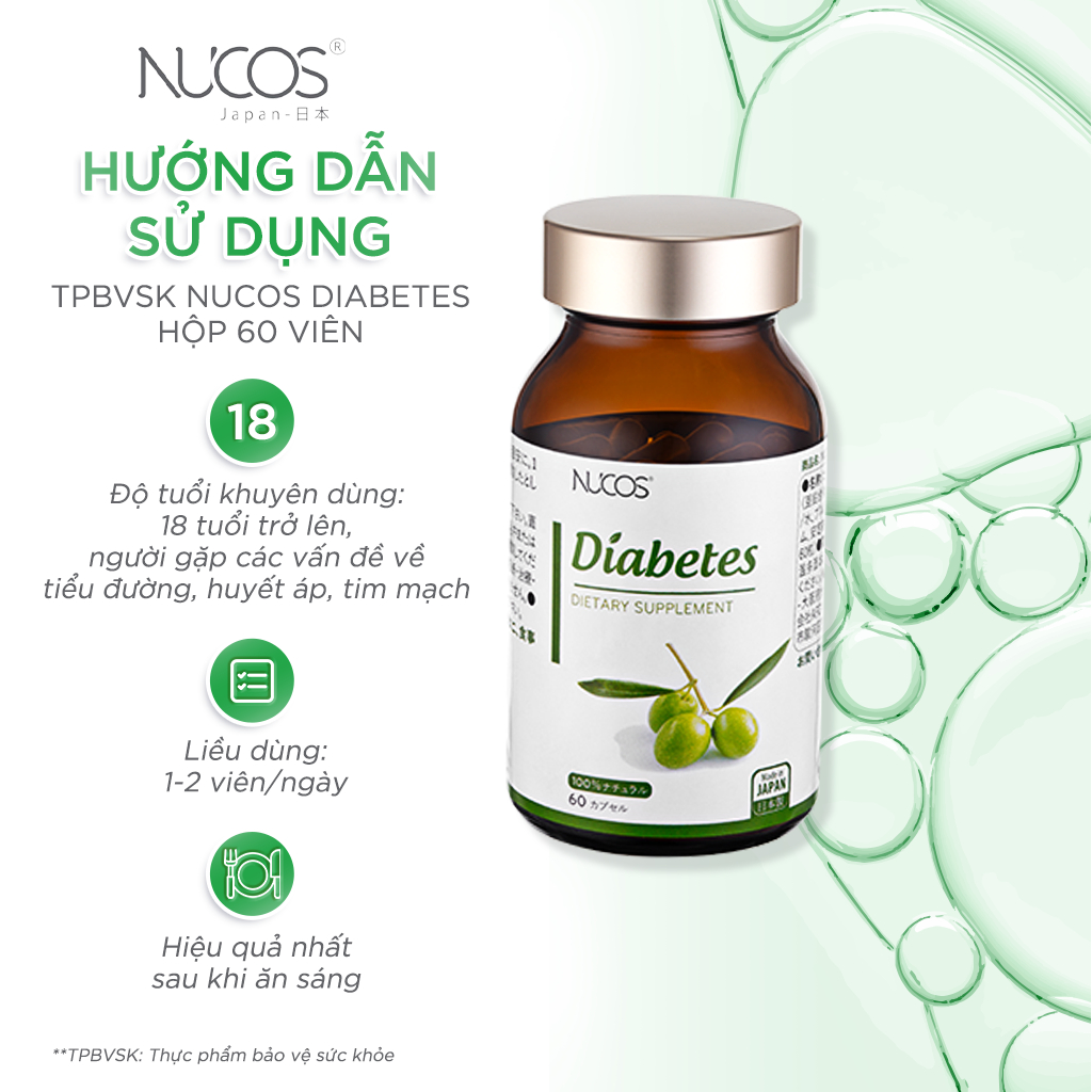 Ảnh TPBVSK Viên Uống Nucos Diabetes Hỗ Trợ Ổn Định Đường Huyết Tăng Sức Khỏe Tăng Đề Kháng Hộp 60 viên 3
