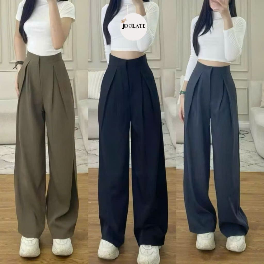 Quần tây ống rộng Joolate dáng suông culottes xếp ly chất GOLD tôn dáng 382 P13K12
