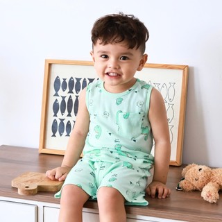 HONEY (1-8Y) Bộ quần áo sát nách borib mềm mịn, thoáng mát, thấm hút mồ hôi tốt dành cho bé trai từ 10kg đến 27kg