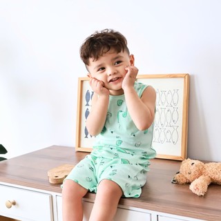 HONEY (1-8Y) Bộ quần áo sát nách borib mềm mịn, thoáng mát, thấm hút mồ hôi tốt dành cho bé trai từ 10kg đến 27kg