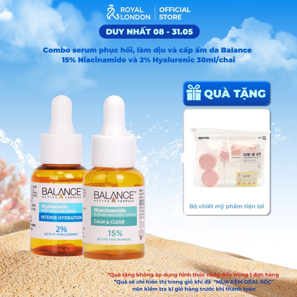 Ảnh Combo serum phục hồi, làm dịu và cấp ẩm da Balance Niacinamide và Hyaluronic 30ml/chai 1