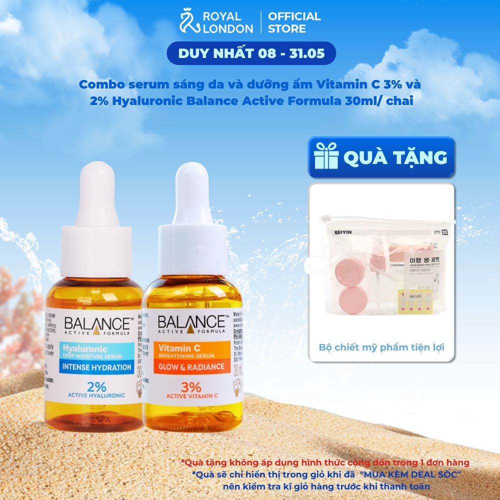 Ảnh Combo sáng da và dưỡng ẩm serum Vitamin C 3% + [Date 08.2025] Serum Hyaluronic Balance Active Formula 30ml/ chai 1