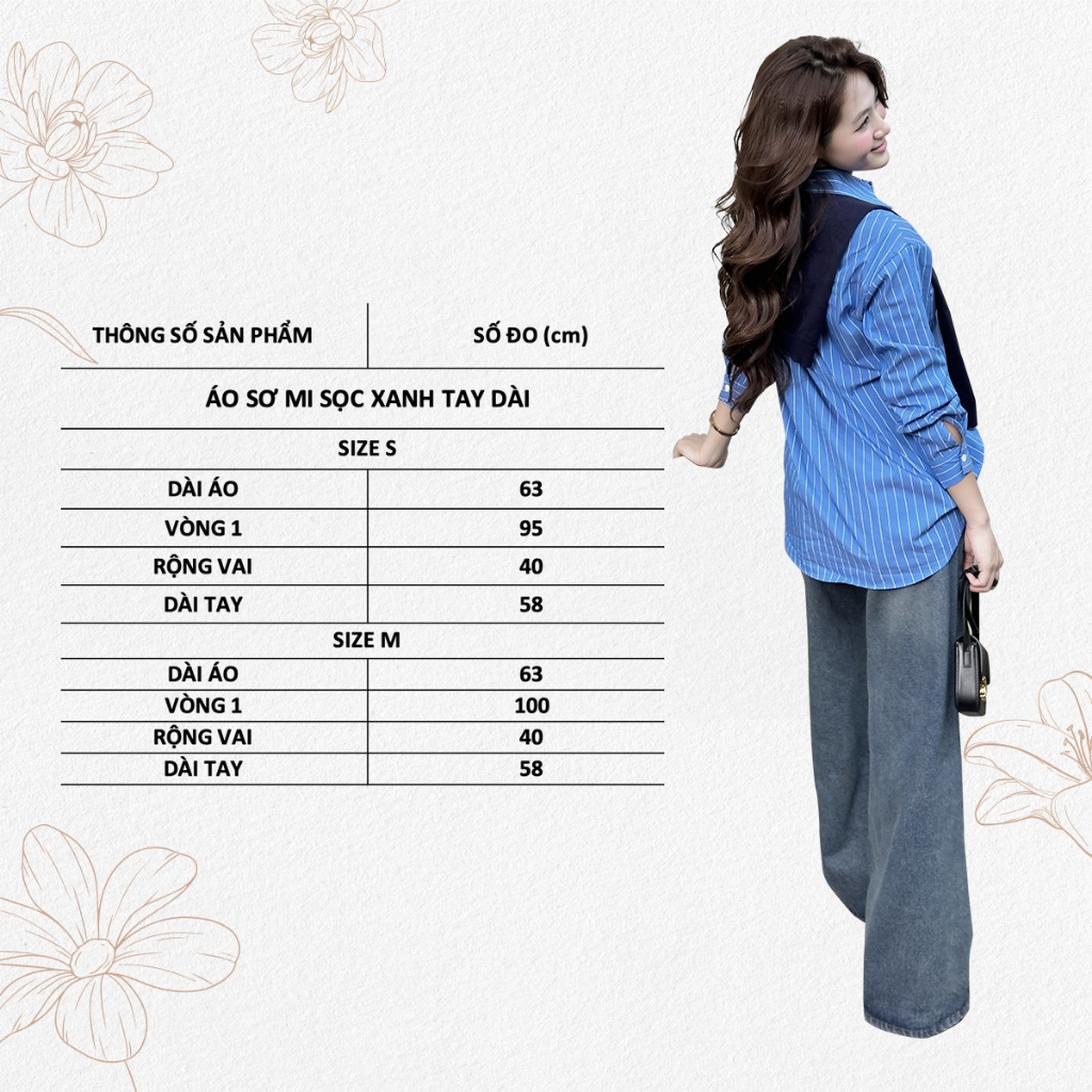 Ảnh TUBYCATU | Áo sơ mi sọc xanh tay dài (Không kèm khăn len) 2
