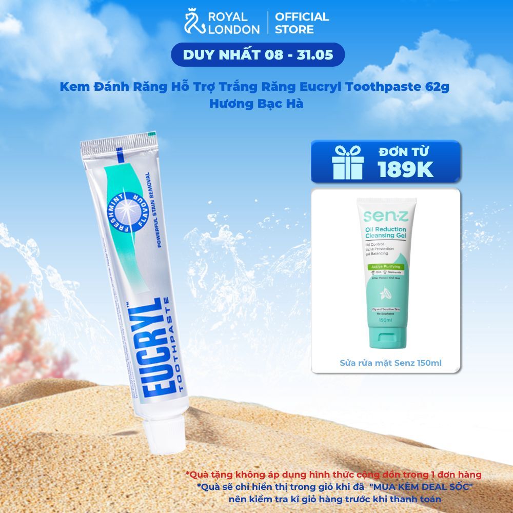 Ảnh Kem Đánh Răng Bạc Hà Tẩy Trắng Eucryl Toothpaste 62g 1