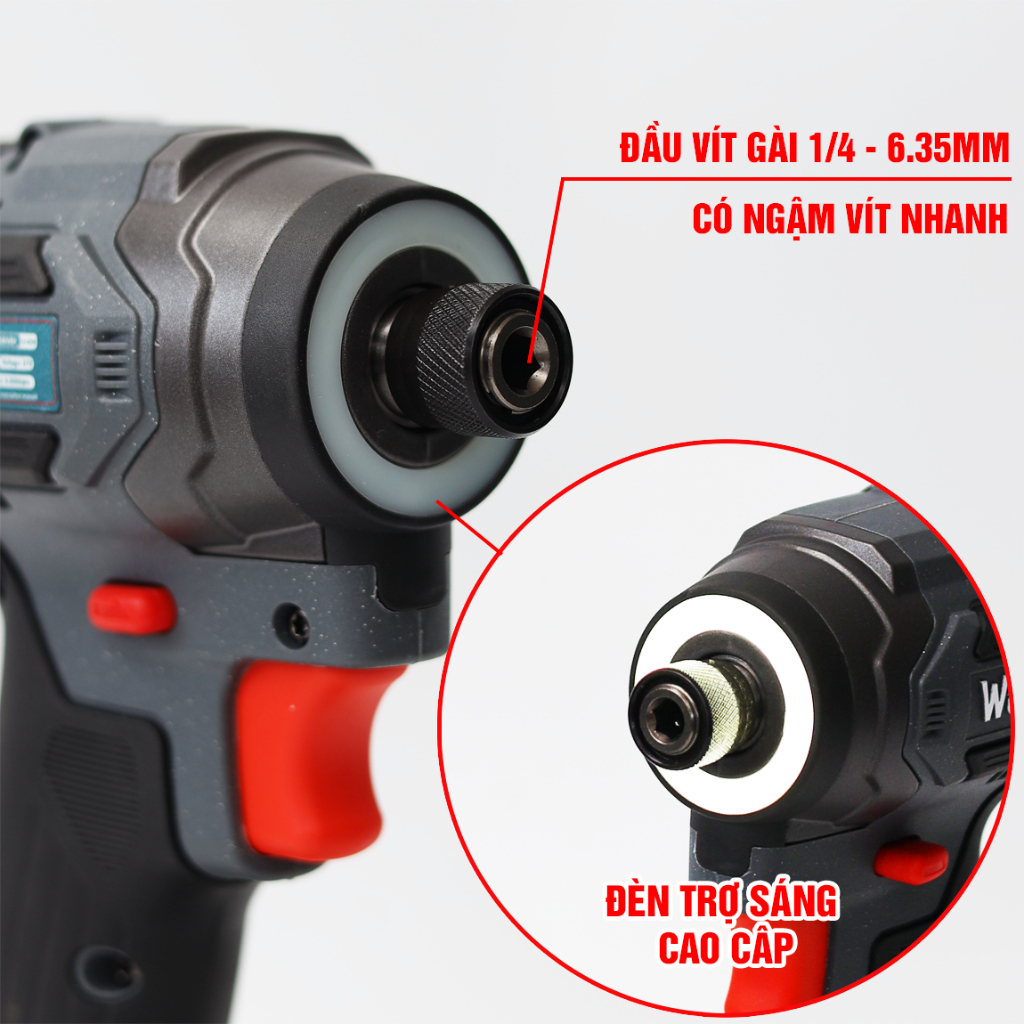 Máy Vặn Vít Đa Năng Workfix WF-SD280PRO – Siết Vít Gỗ, Thép, Nội Thất Đầu 1/4 Gài Nhanh, Đèn LED, Motor Không Chổi Than