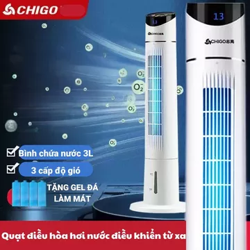 Quạt Tháp Hơi Nước Remote Từ Xa – Quạt Điều Hòa CHIGO Siêu Mát, Siêu Tiện, Dùng Cho Phòng Ngủ, Phòng Khách