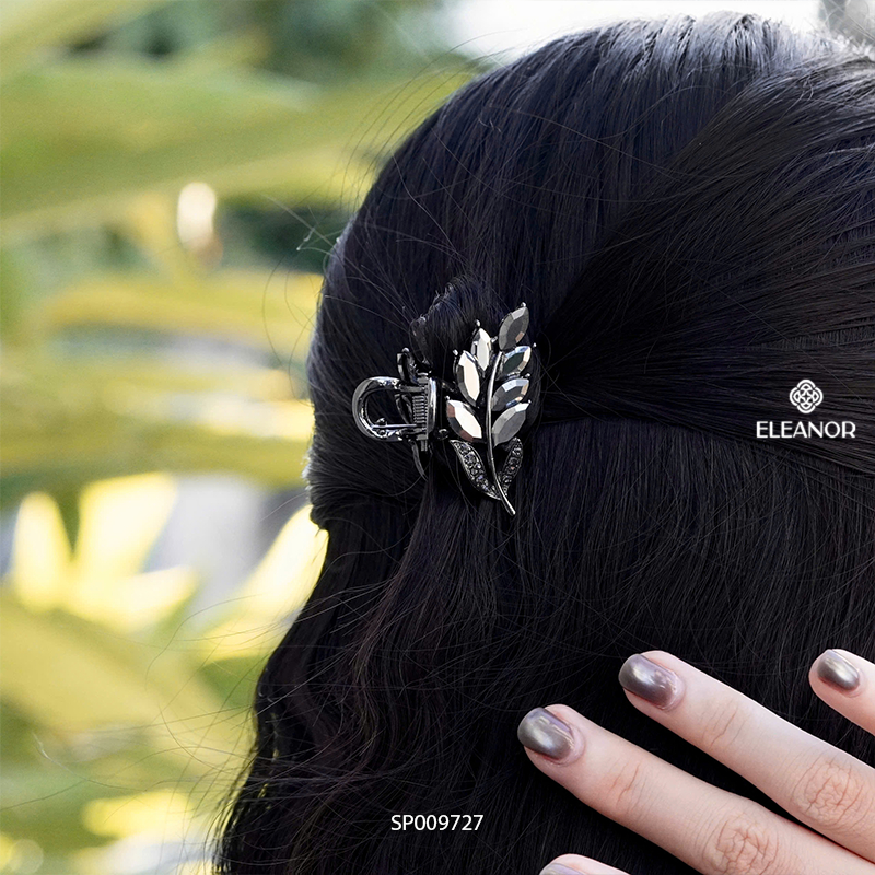Kẹp tóc nữ càng cua Eleanor Accessories hình lá đính đá phụ kiện tóc kẹp tóc mái mini 9727