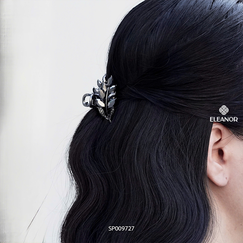 Kẹp tóc nữ càng cua Eleanor Accessories hình lá đính đá phụ kiện tóc kẹp tóc mái mini 9727