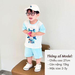 NGỌC BẢO AN KIDS (1-7Y) Bộ quần áo cộc tay in hình đáng yêu cotton co giãn 2 chiều mềm mại an toàn cho bé từ 9kg - 25kg
