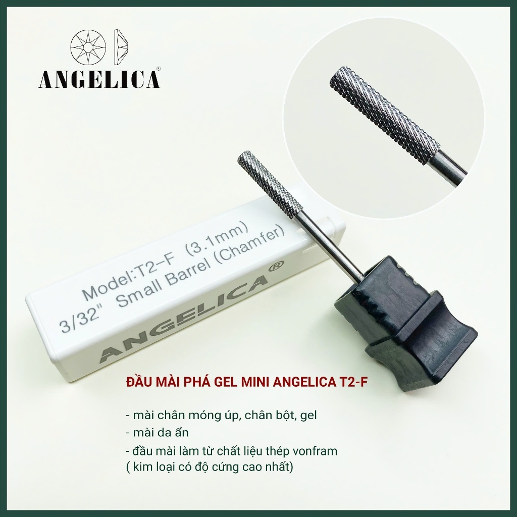 Đầu Mài Chuyên Dụng Làm Móng Chính Hãng ANGELICA - Nhặt Da , Mài Da, Mài Khoé, Phá Gel Bột Chất Liệu Kim Loại An Toàn