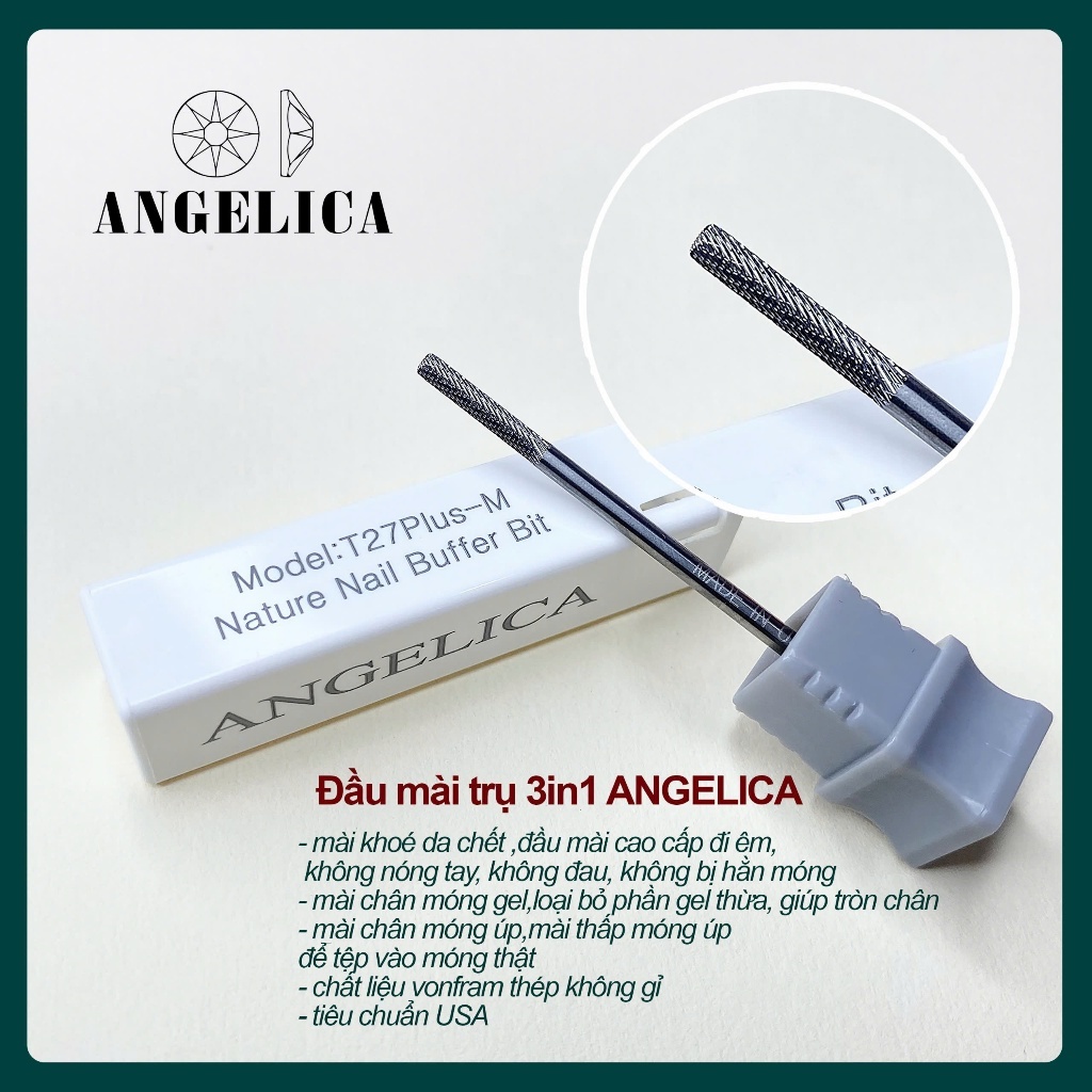 Đầu Mài Chuyên Dụng Làm Móng Chính Hãng ANGELICA - Nhặt Da , Mài Da, Mài Khoé, Phá Gel Bột Chất Liệu Kim Loại An Toàn