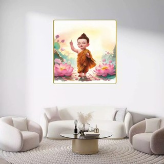 [TRANH ĐỨC PHẬT ĐẢN SANH - TRANH PHẬT GIÁO] Tranh Laminate Tráng Gương Bo Viền Cao Cấp - Tranh Lễ Phật Đản 01