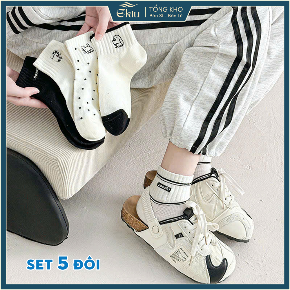 Tất vớ nam nữ cổ ngắn phong cách Hàn Quốc đơn giản, chất liệu mềm mại co giãn 4 chiều - Ekiu Shop
