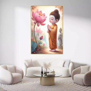 [TRANH ĐỨC PHẬT ĐẢN SANH - TRANH PHẬT GIÁO] Tranh Laminate Tráng Gương Bo Viền Cao Cấp - Tranh Lễ Phật Đản 02