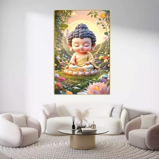 [TRANH ĐỨC PHẬT ĐẢN SANH - TRANH PHẬT GIÁO] Tranh Laminate Tráng Gương Bo Viền Cao Cấp - Tranh Lễ Phật Đản 02