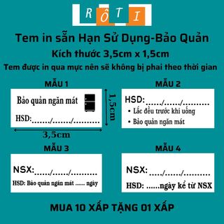 Set 120 Tem Hạn sử dụng BẢO QUẢN NGĂN MÁT kích thước 3,5x1,5cm, có keo sẵn