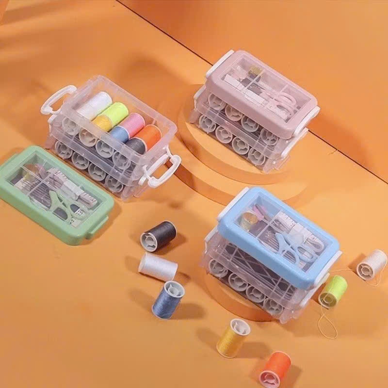 Bộ Kim Chỉ Khâu Vá Mini Cấp Tốc - Hộp Kim Chỉ Đa Năng 2 Tầng Đầy Đủ Dụng Cụ Vá - HỘP KIM CHỈ ĐA NĂNG NHỎ GỌN MÀ ĐẦY ĐỦ