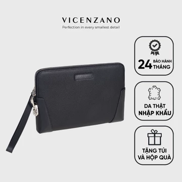 Ví Cầm Tay Nam, Túi Cầm Tay Nam Công Sở Trio Clutch Da Bò Cao Cấp, Sang Trọng Thương Hiệu Vicenzano