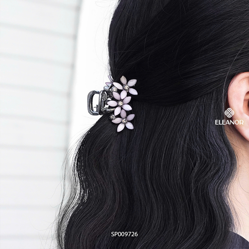 Kẹp tóc nữ càng cua Eleanor Accessories hình bông hoa đính đá phụ kiện tóc kẹp tóc mái mini 9726