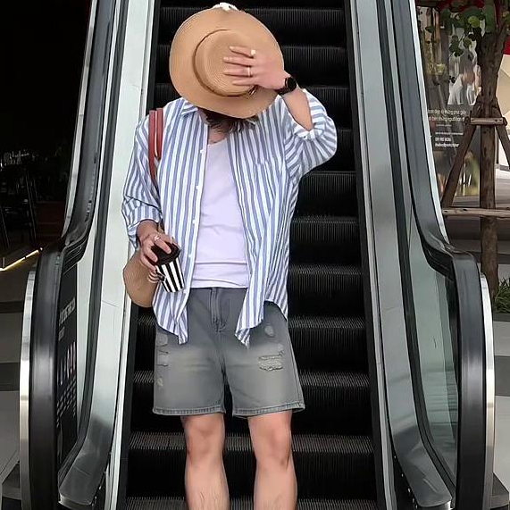 Áo Sơ Mi Nam Linen Sọc Xanh Đi Biển Mùa Hè Vải Thoáng Mát Thoải Mái Halley A54