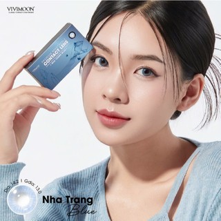 Kính áp tròng VIVIMOON lens cận màu xanh cho mắt thở Nha Trang Blue hạn 6 tháng kể từ khi mở vỉ
