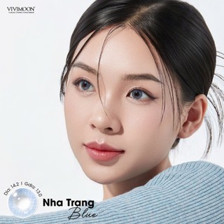 Kính áp tròng VIVIMOON lens cận màu xanh cho mắt thở Nha Trang Blue hạn 6 tháng kể từ khi mở vỉ