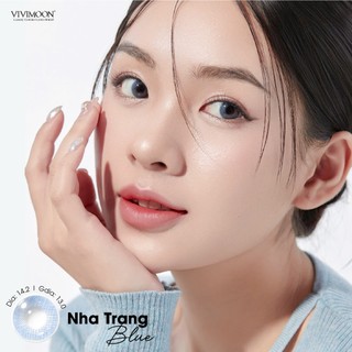 Kính áp tròng VIVIMOON lens cận màu xanh cho mắt thở Nha Trang Blue hạn 6 tháng kể từ khi mở vỉ