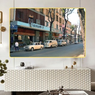 Tranh Laminate Tráng Gương Bo Viền Cao Cấp - Tranh Treo Tường Trang Trí Phòng Khách - Tranh Phong Cảnh Sài Gòn Xưa