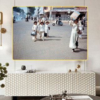 Tranh Laminate Tráng Gương Bo Viền Cao Cấp - Tranh Treo Tường Trang Trí Phòng Khách - Tranh Phong Cảnh Sài Gòn Xưa