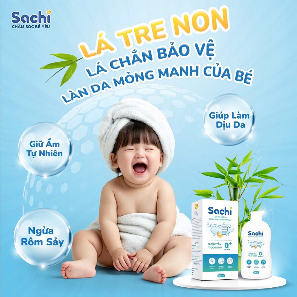 Ảnh Nước Tắm Thảo Dược An Toàn Cho Bé SACHI Chai 250ml Làm Sạch, Ngăn Ngừa Rôm Sảy, Mảng Bám Da Đầu 3