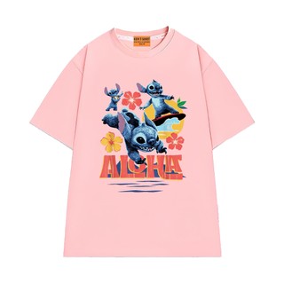 Áo Thun NGỐ TEE Stitch Lướt Ván Hoạt Hình Lilo và Stitch Vui Nhộn Chất Vải Cotton 75 Mát Mẻ