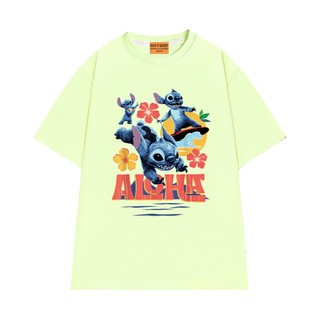 Áo Thun NGỐ TEE Stitch Lướt Ván Hoạt Hình Lilo và Stitch Vui Nhộn Chất Vải Cotton 75 Mát Mẻ