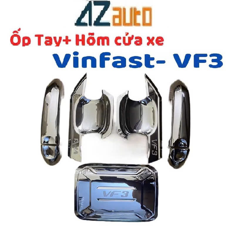 Ốp tay nắm hõm, nắp sạc xe Vinfast VF3 nhựa mạ crom