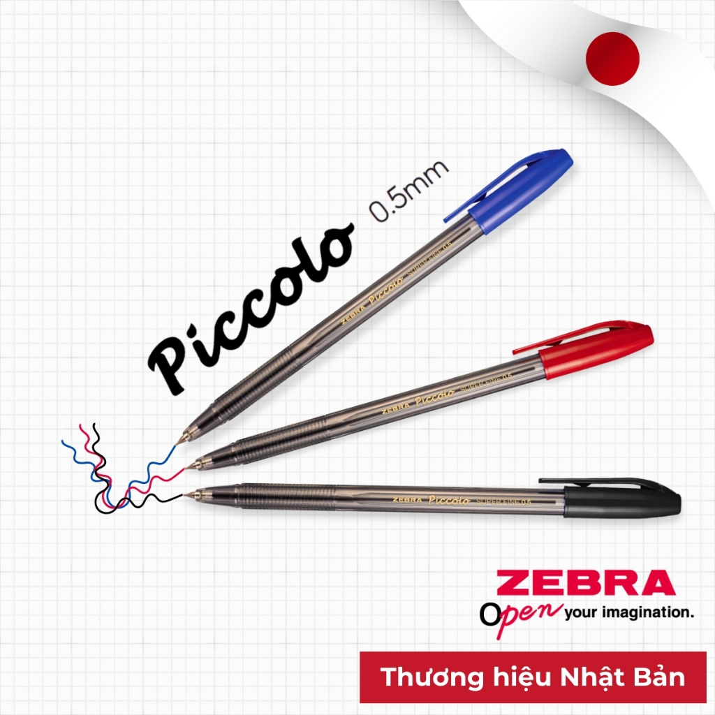Ảnh Bút Bi Zebra Piccolo Ngòi 0.5mm - Mực Xanh/Đen/Đỏ - Thương Hiệu Nhật Bản [Chính Hãng] - 1 cây 1