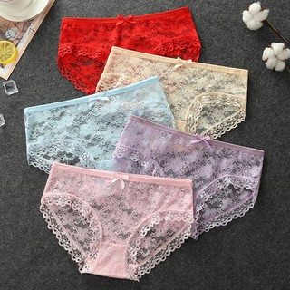 Combo 3 Quần Lót Nữ Hoạ Tiết Ren Hoa Gợi Cảm Đính Nơ, Quần Chip Ren Thoáng Thoải Mái King Shop L-104