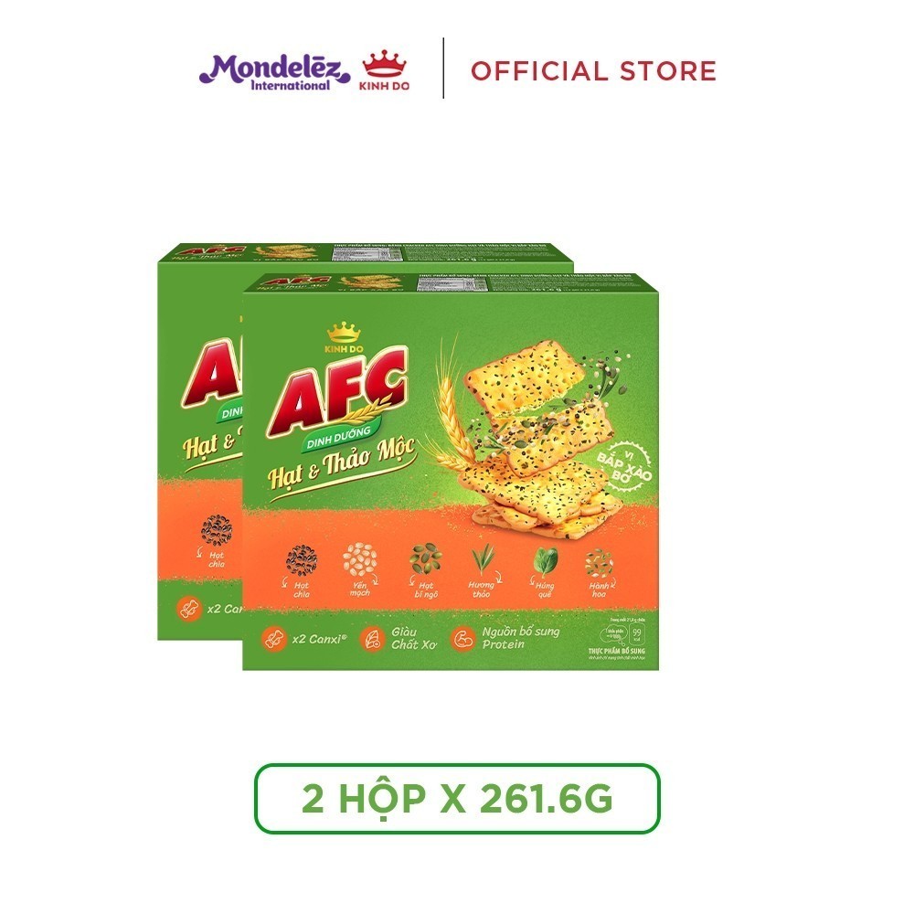 Ảnh Bánh Cracker AFC Dinh Dưỡng Hạt Và Thảo Mộc Vị Bắp Xào Bơ, Combo 2 Hộp x 109g/261.6g 1