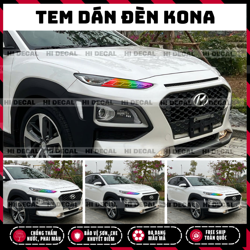 Tem dán đèn Kona, decal trang trí đổi màu đèn Kona tạo điểm nhấn bảo về đèn
