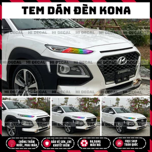 Tem dán đèn Kona, decal trang trí đổi màu đèn Kona tạo điểm nhấn bảo về đèn