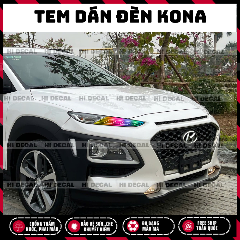 Tem dán đèn Kona, decal trang trí đổi màu đèn Kona tạo điểm nhấn bảo về đèn