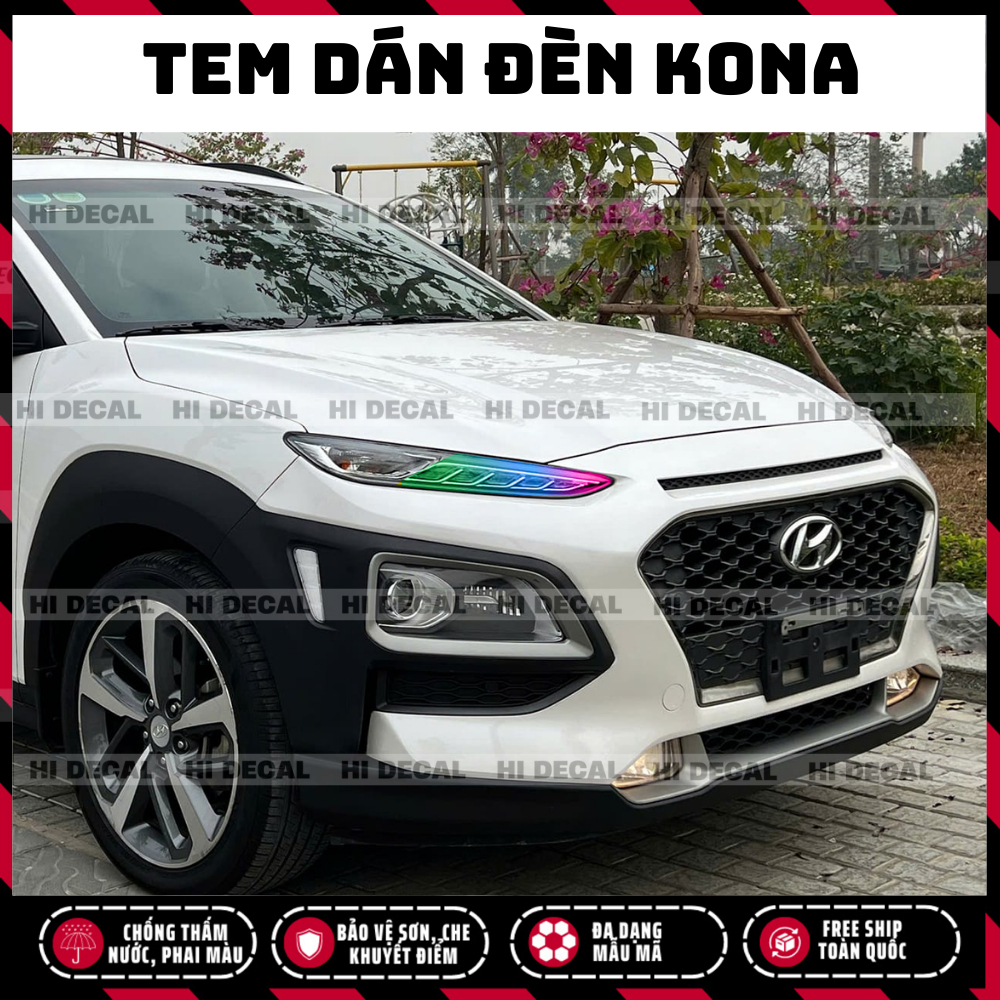 Tem dán đèn Kona, decal trang trí đổi màu đèn Kona tạo điểm nhấn bảo về đèn