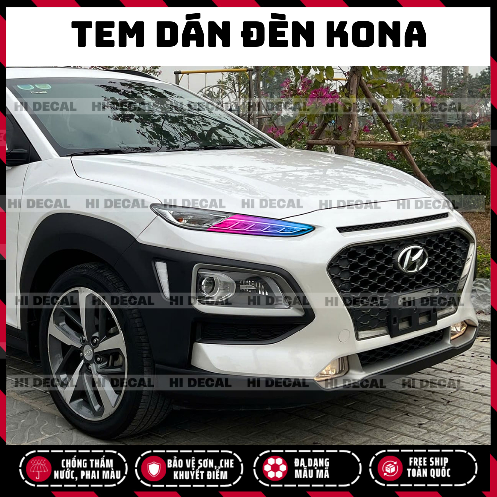 Tem dán đèn Kona, decal trang trí đổi màu đèn Kona tạo điểm nhấn bảo về đèn
